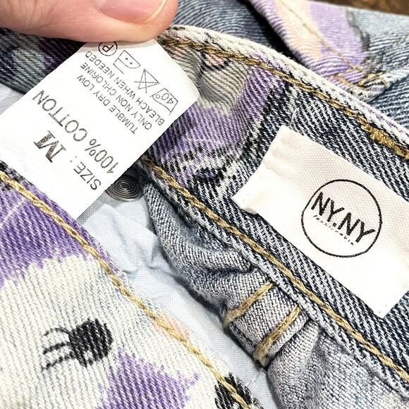 Bunny Rabbit Size M Jeans Wide Leg Flare High Waist Kawaii Bunny Anime Pastel - Picture 3 of 16